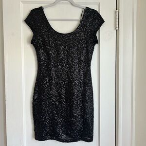 Black Sequin Mini Dress